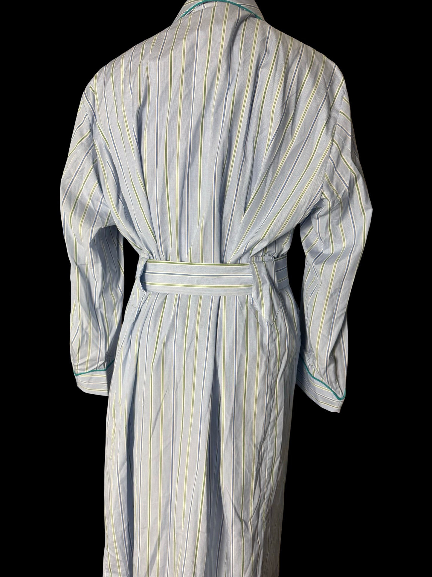 Turnbull & Asser Dressing Gown Size XL Light Blue Striped Poplin Cotton RRP £350