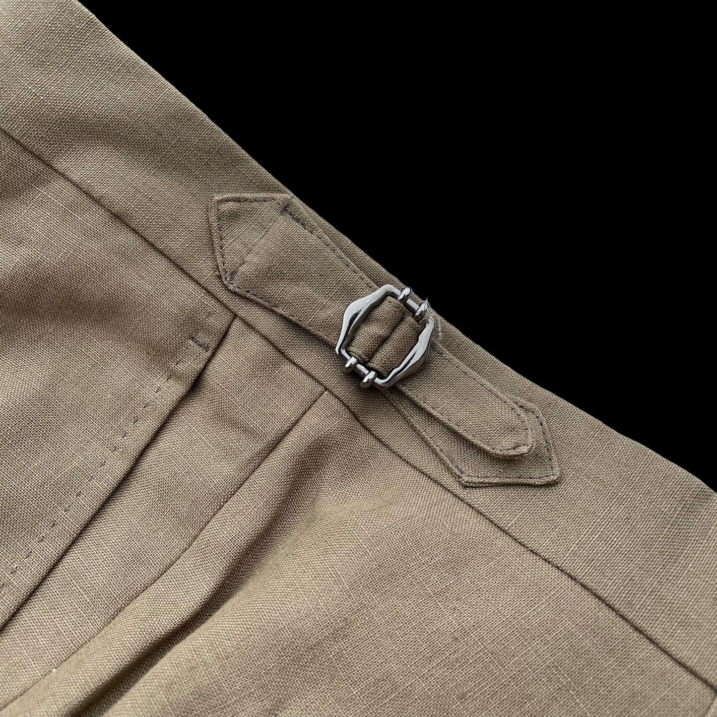 Natalino Single Pleat Linen Trousers 50L UK 34” Biscuit Brown Irish Linen