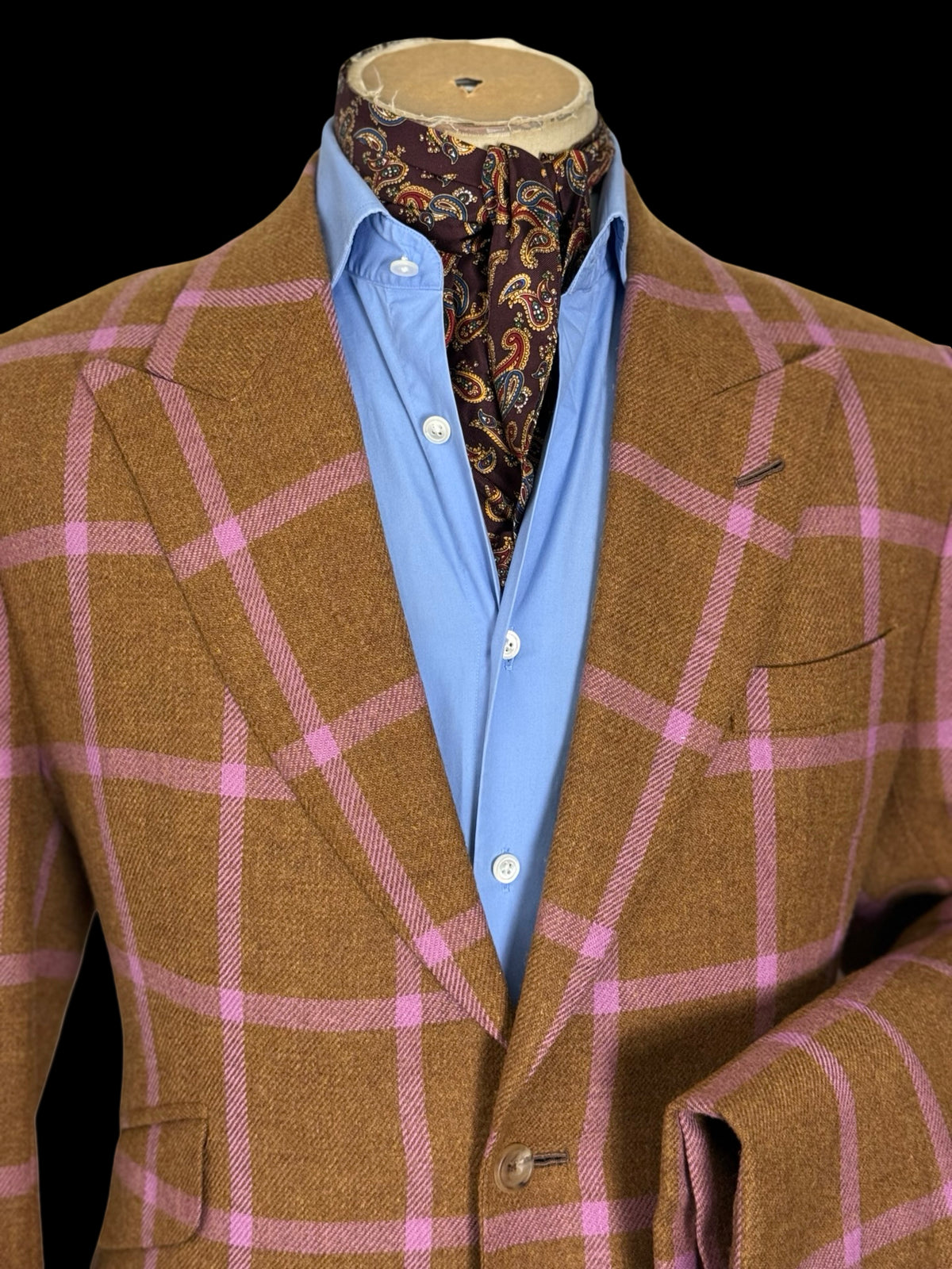 Bespoke Couch & Hoskin Savile Row Tweed Suit 38R / W34” Brown Pink Check