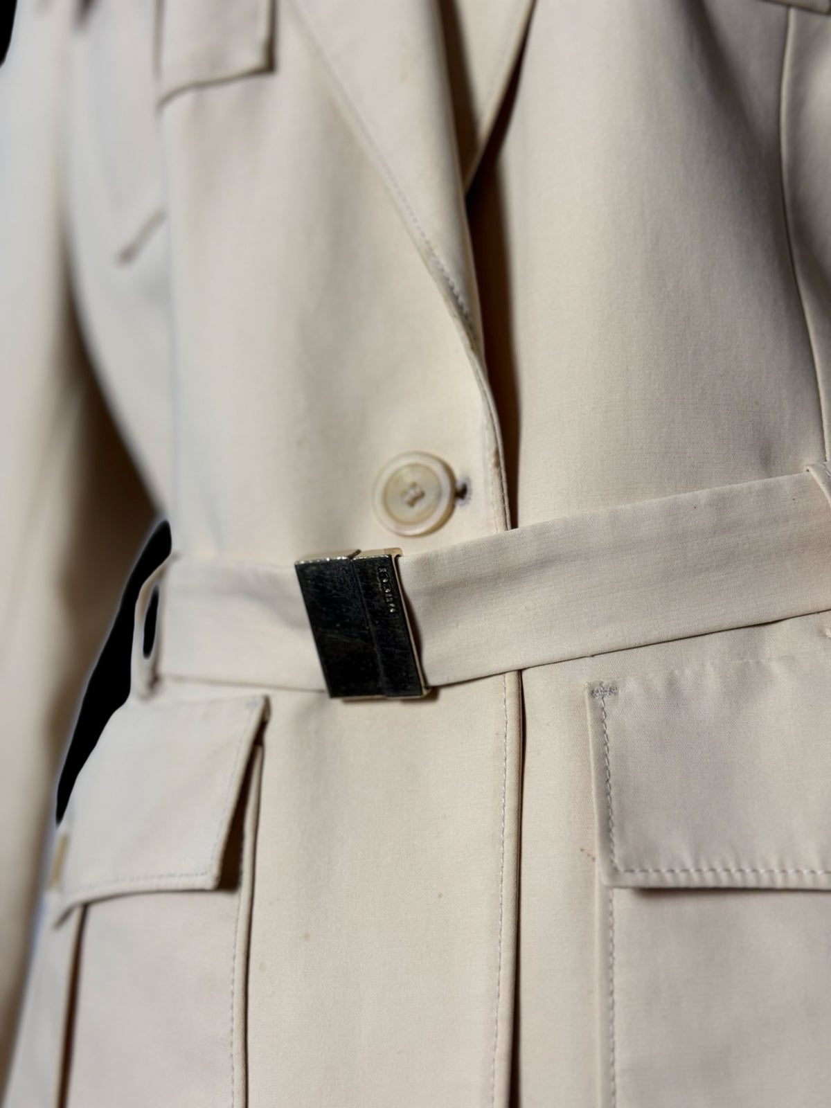 Vintage Women’s Gucci Tom Ford Era Cream Safari Jacket Belted IT46 UK14 Rare