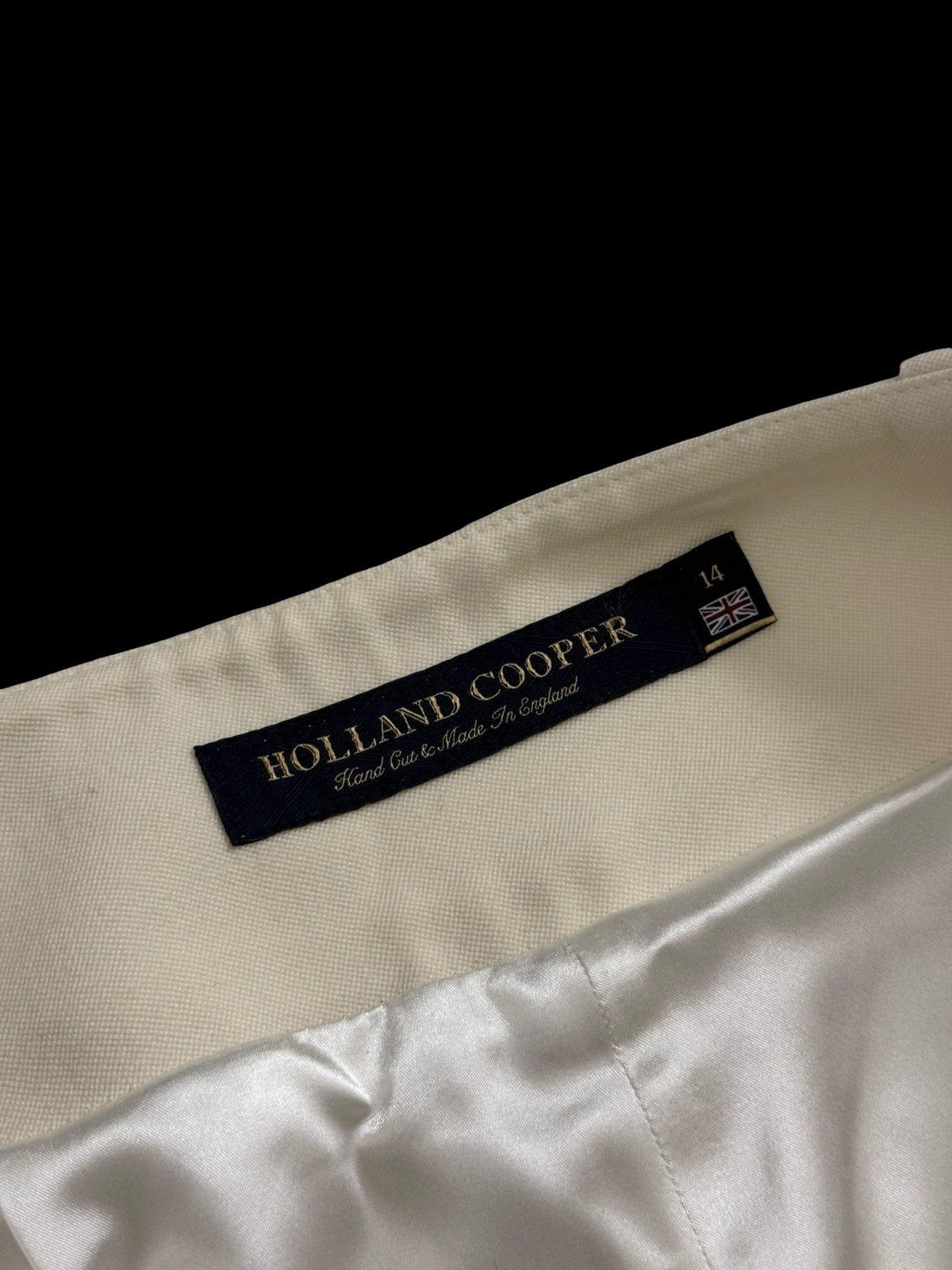 BNWT Holland Cooper High Waisted Straight Trousers UK14 Ivory RRP £299