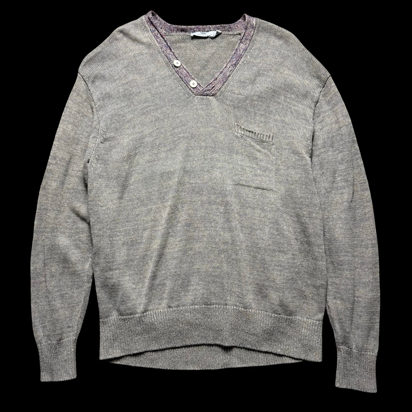 Inis Meain Linen Long Sleeve Henley Top Size XL Made In Ireland