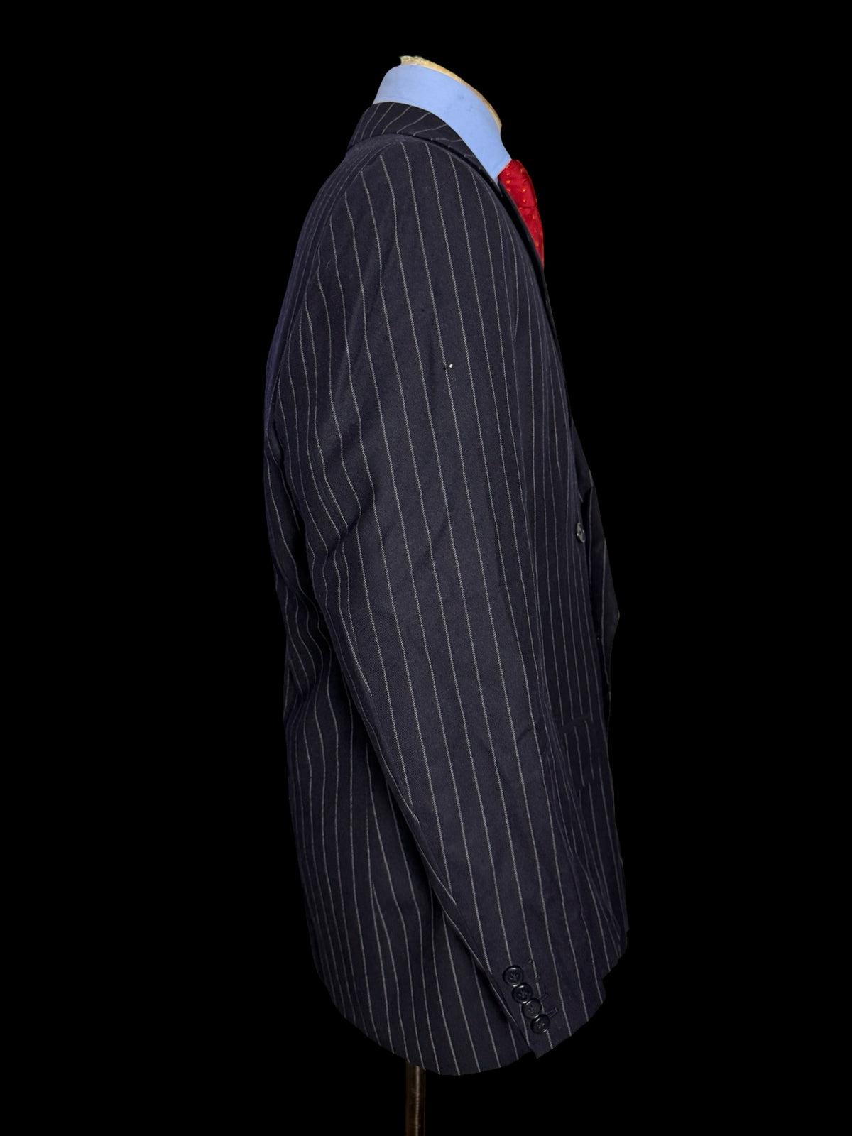 Bespoke Savile Row Navy Double Breasted Chalk Stripe Suit 42R / W36R