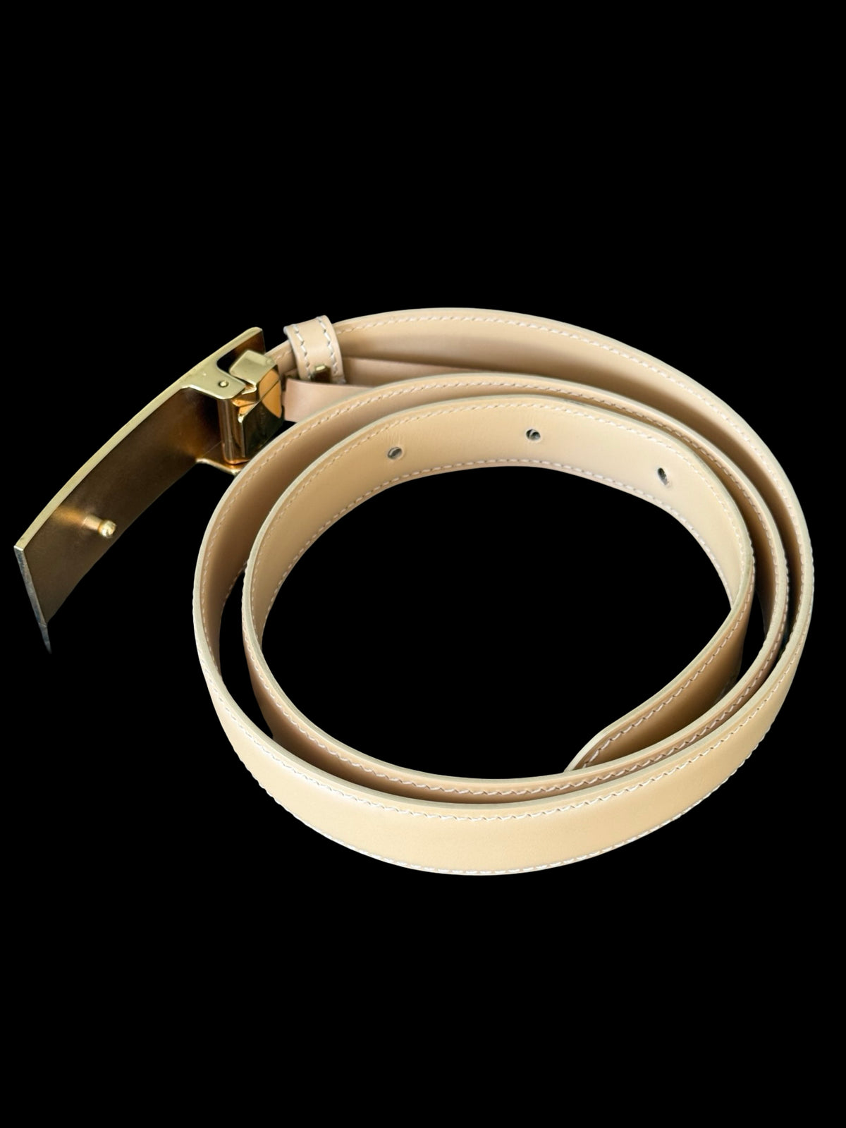 Women’s Cartier Love Thin Belt Size 32” Beige Leather Gold Hardware