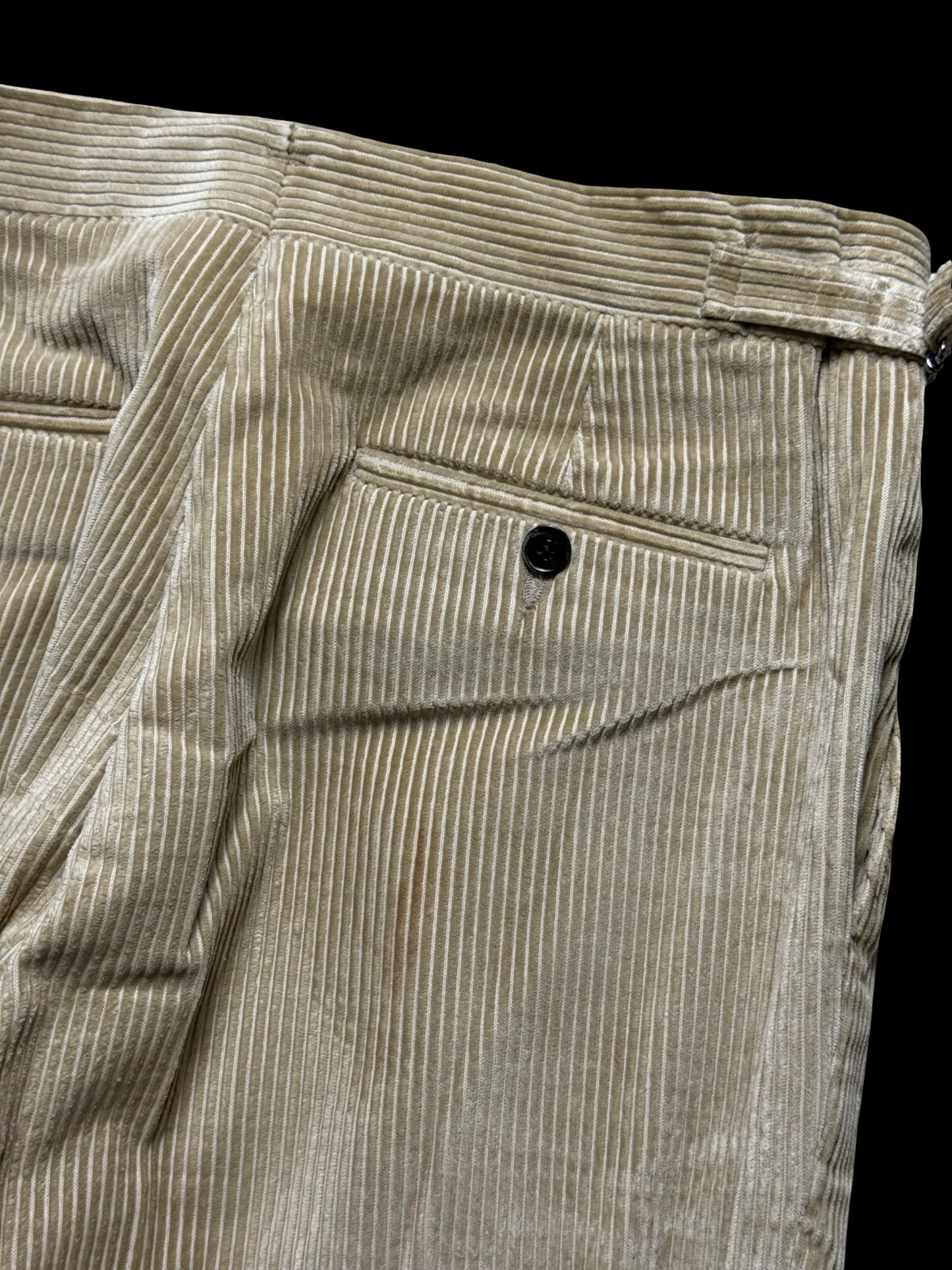 Natalino Beige Corduroy Pleat Front Trousers W32S RRP £185