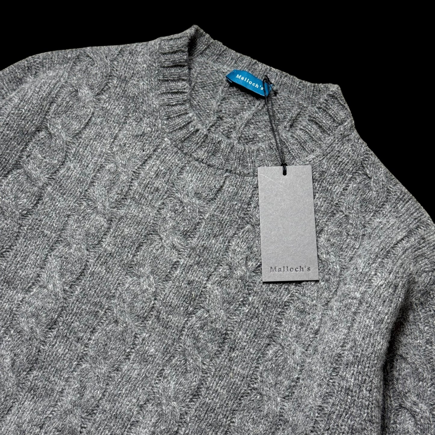 BNWT Malloch’s Douglas Cable-Knit Crew Neck Jumper Large Shetland Wool RRP £185