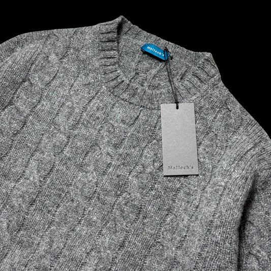 BNWT Malloch’s Douglas Cable-Knit Crew Neck Jumper Large Shetland Wool RRP £185