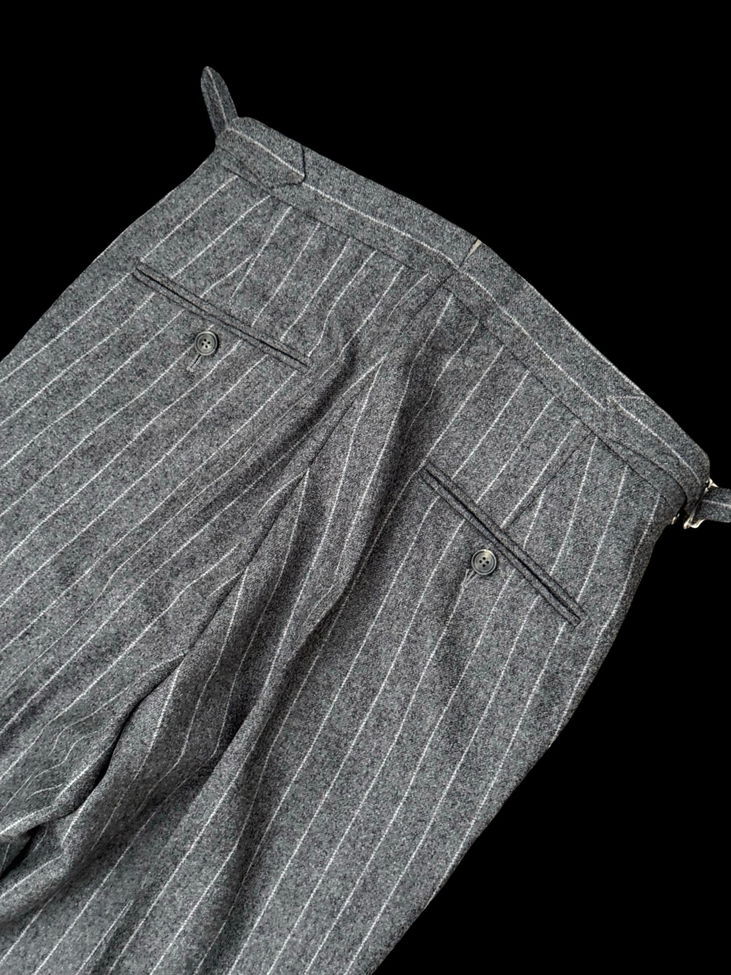 BNWT Natalino Pleat Front Trousers W28” Light Grey Flannel Wool Chalk Stripe RRP £195
