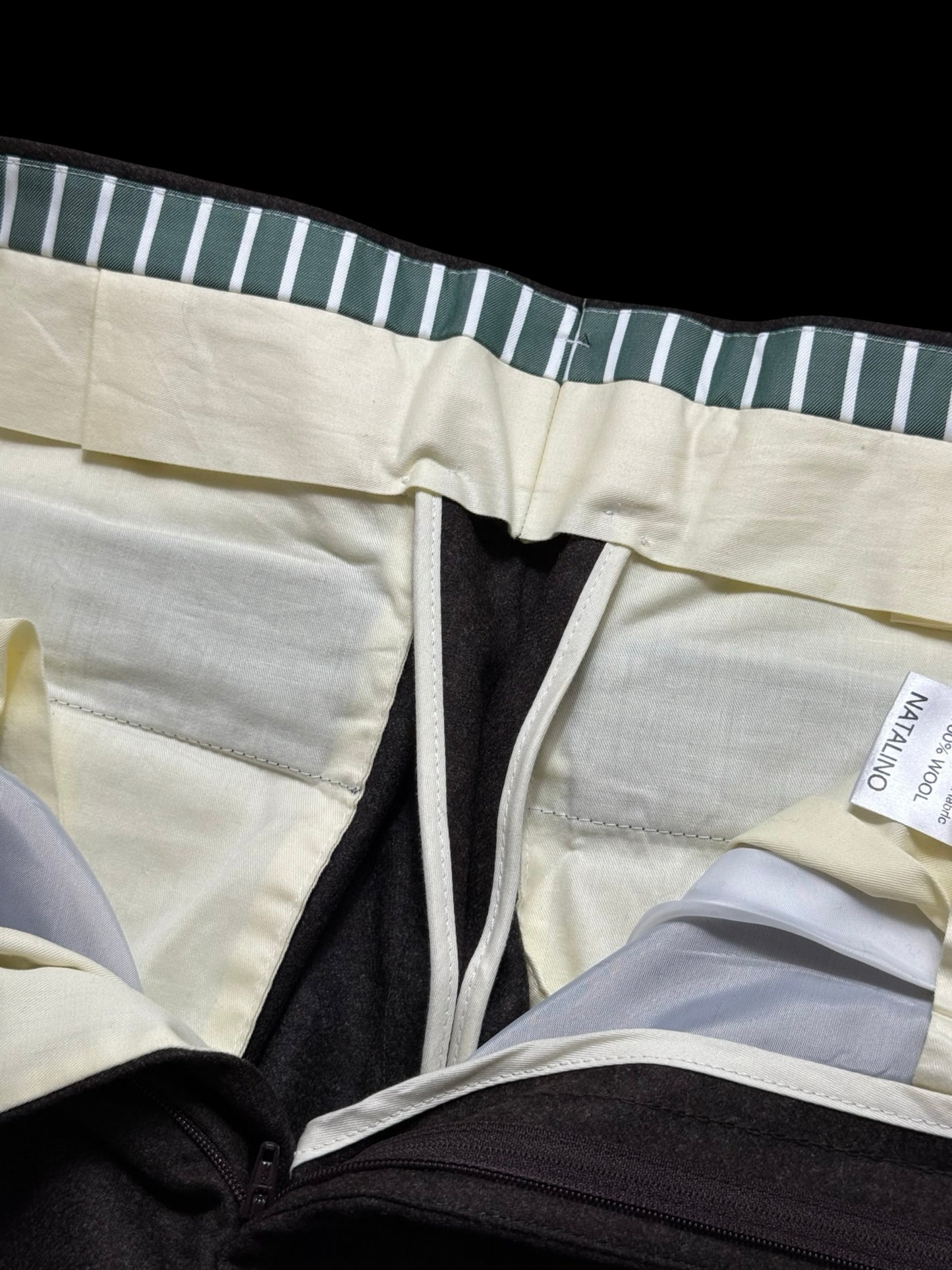 Men’s Natalino Brown Flannel Pleat Front Trousers W32S RRP £195