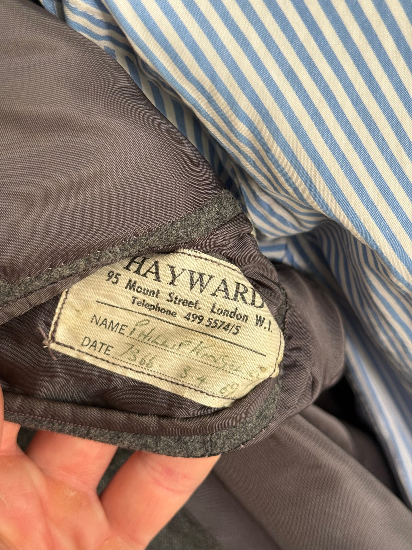 Bespoke 1960’s Hayward Grey Wool Flannel Blazer Size 38S Savile Row