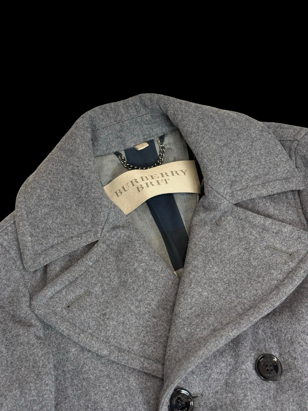 Men’s Burberry Brit Double Breasted Grey Peacoat Size XS RRP £1790