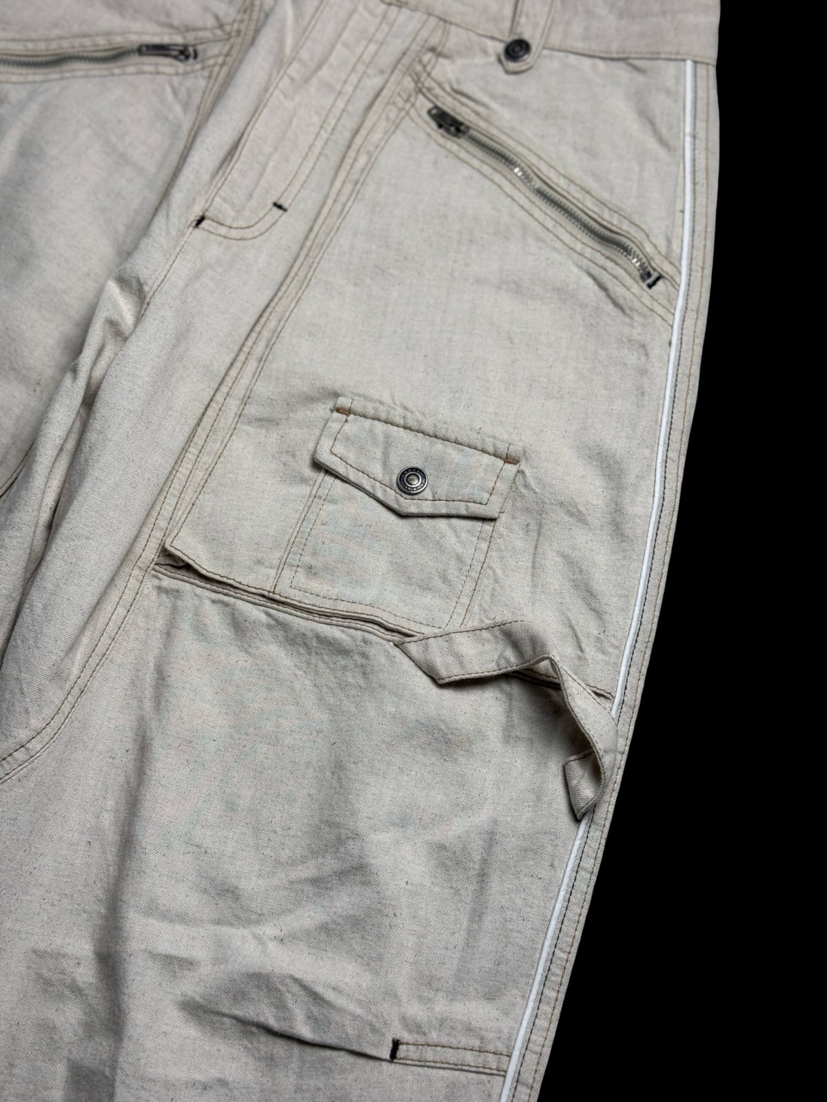 Isabel Marant Paciane Trousers Size 40 UK12 Beige Cotton & Hemp Cargo Trousers