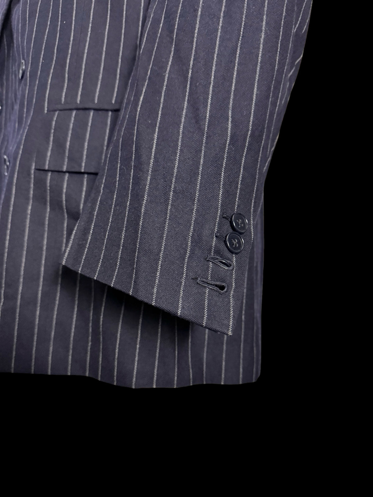 Bespoke Savile Row Navy Double Breasted Chalk Stripe Suit 42R / W36R