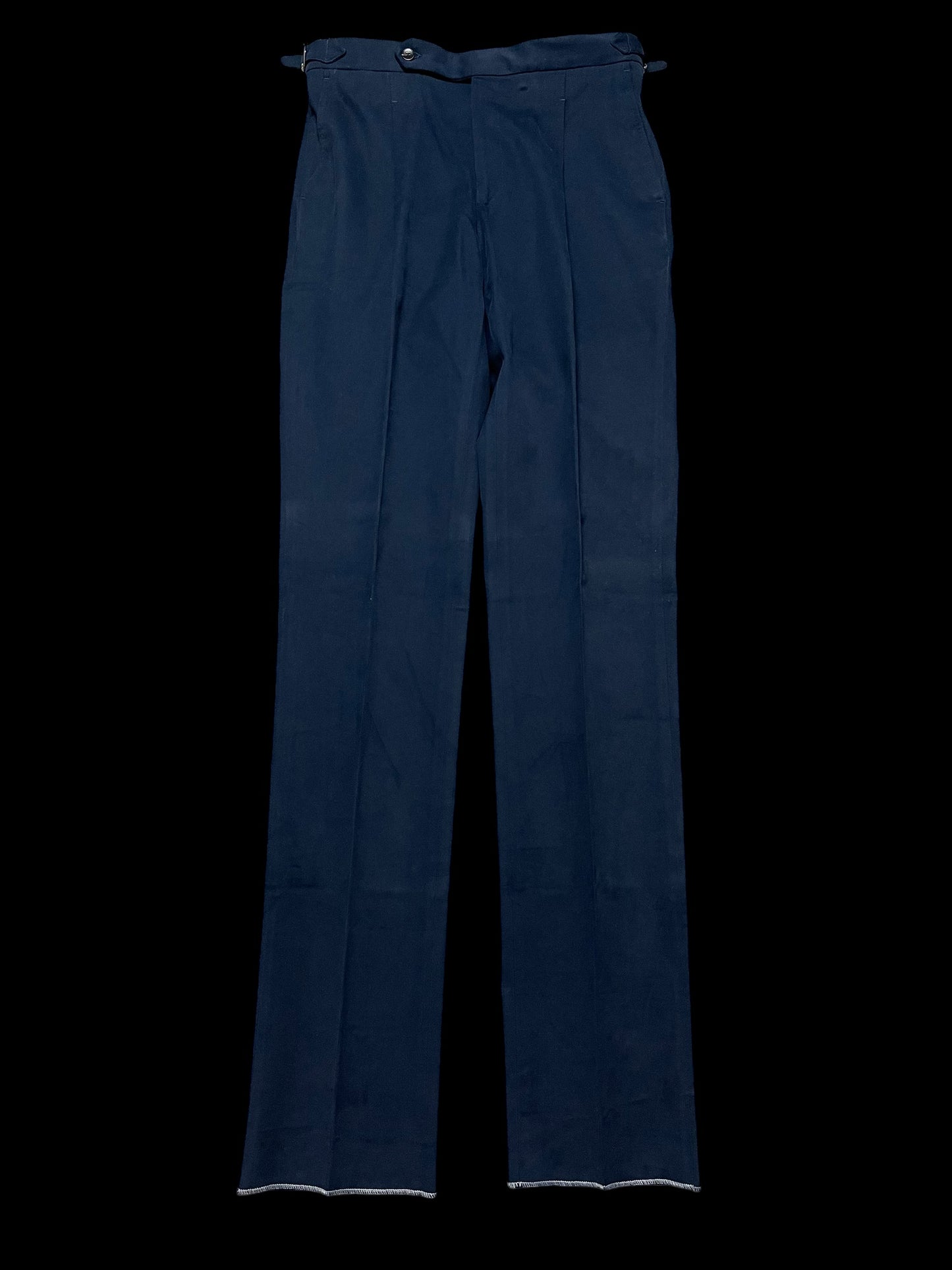 Natalino Pleat Front Trousers 32” Brushed Cotton Navy Unhemmed