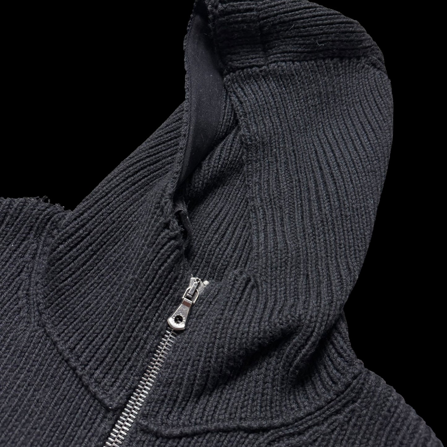 Men’s Dolce & Gabbana Chunky Knit Wool Hoodie Size 48 Black Wool