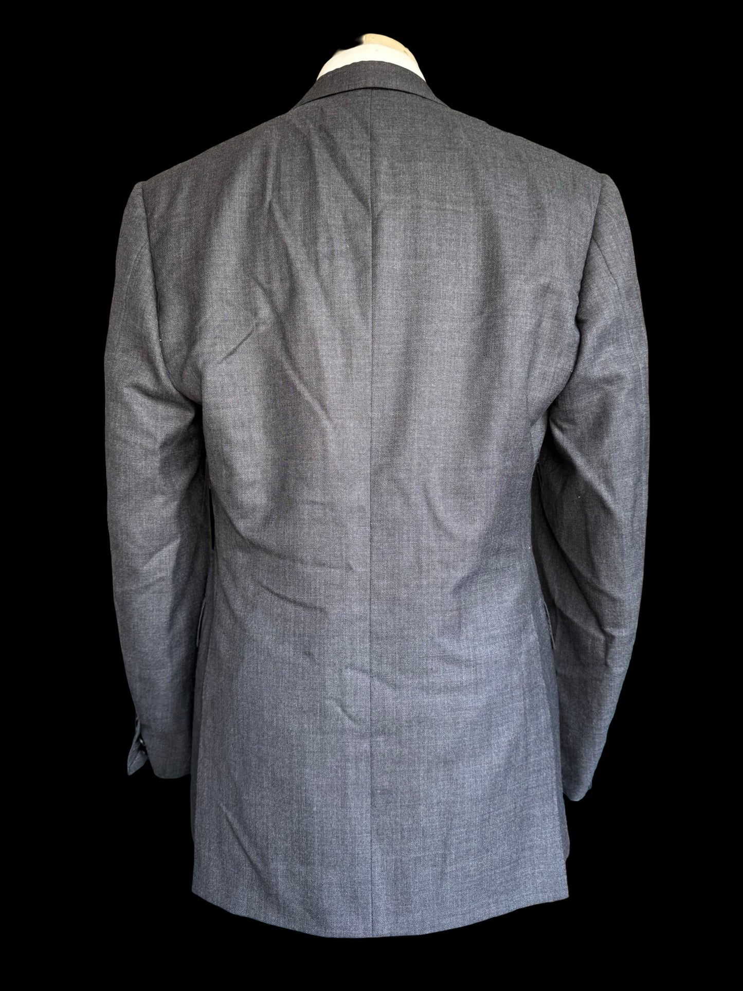 Bespoke Kent & Haste Savile Row Grey Sharkskin Suit Blazer Jacket 40L