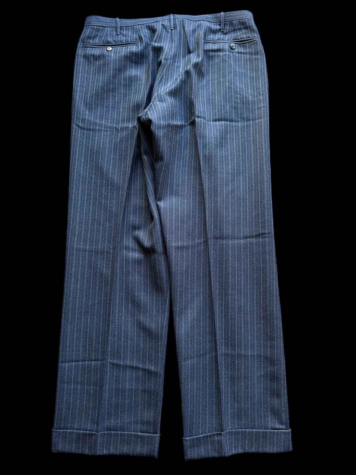 Bespoke Tommy Giulio Caraceni Blue Stripe Heavy Wool Suit 42S/ W34” 1940’s Style