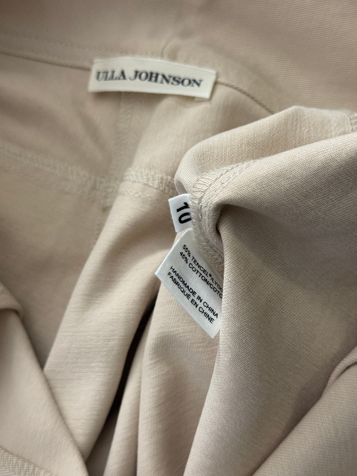 Ulla Johnson Neutral Stone Carrot Wide Leg Trousers US10 UK14