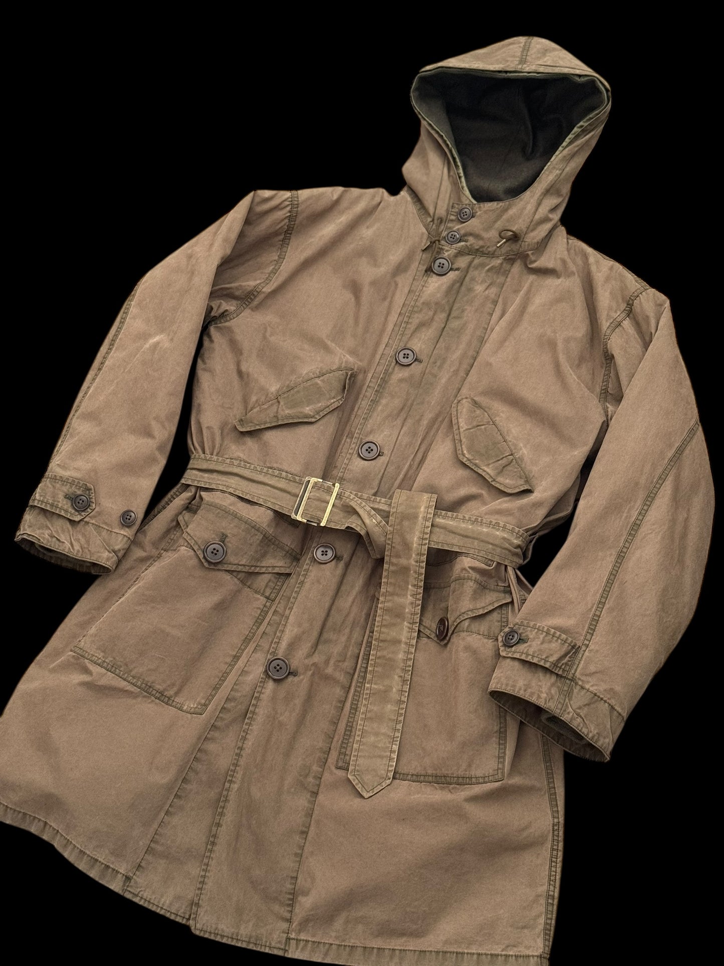 Vintage Polo Ralph Lauren M-47 Military Style Parka Size Large Belted & Liner