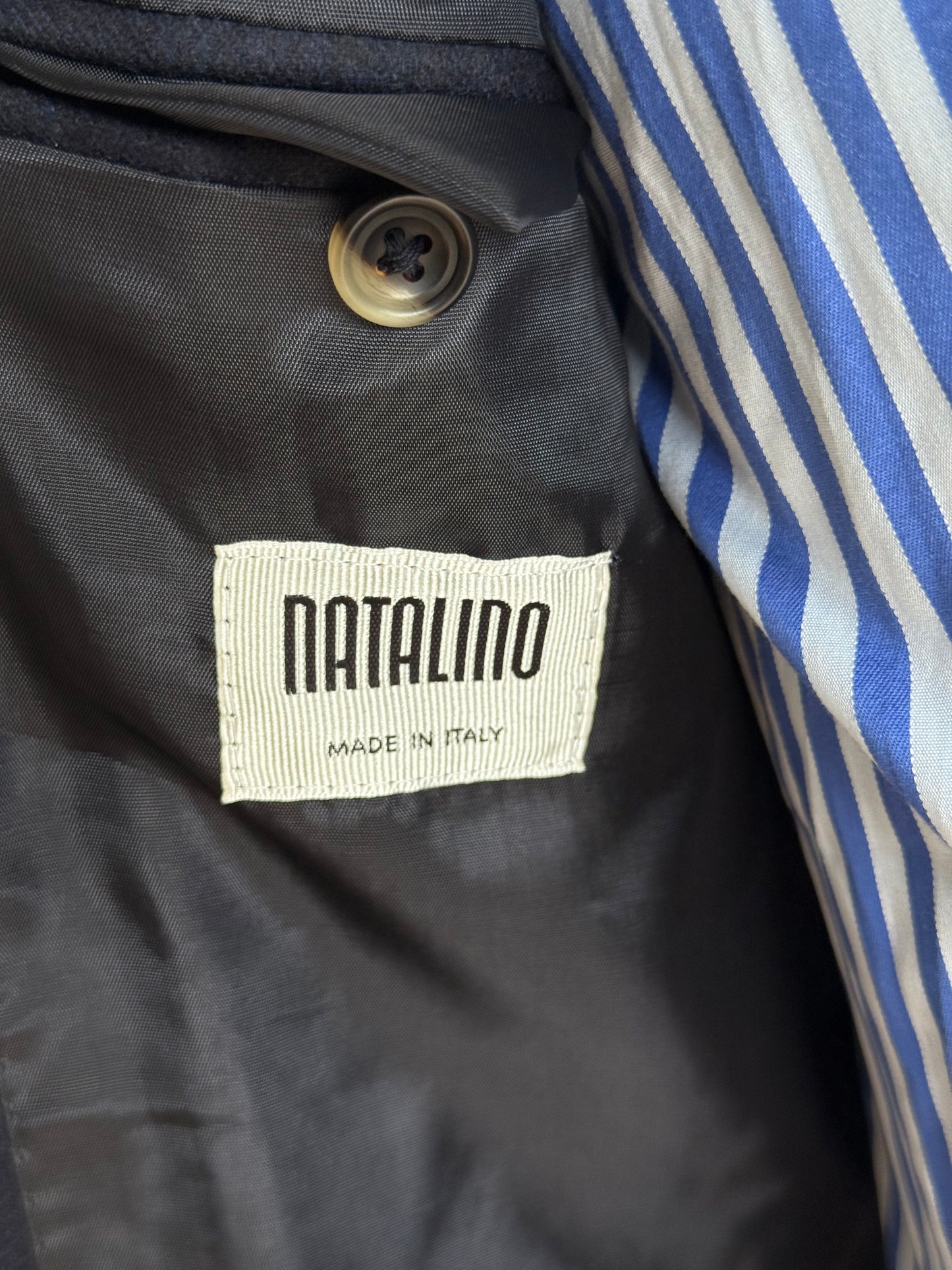 BNWT Natalino Navy Chalk Stripe Flannel Sport Jacket 36R RRP £470