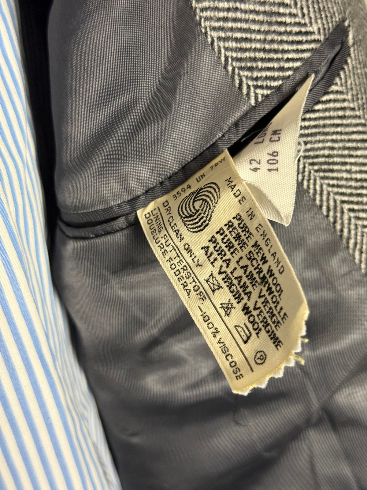 Vintage Chester Barrie Savile Row Double Breasted Herringbone Overcoat 42L
