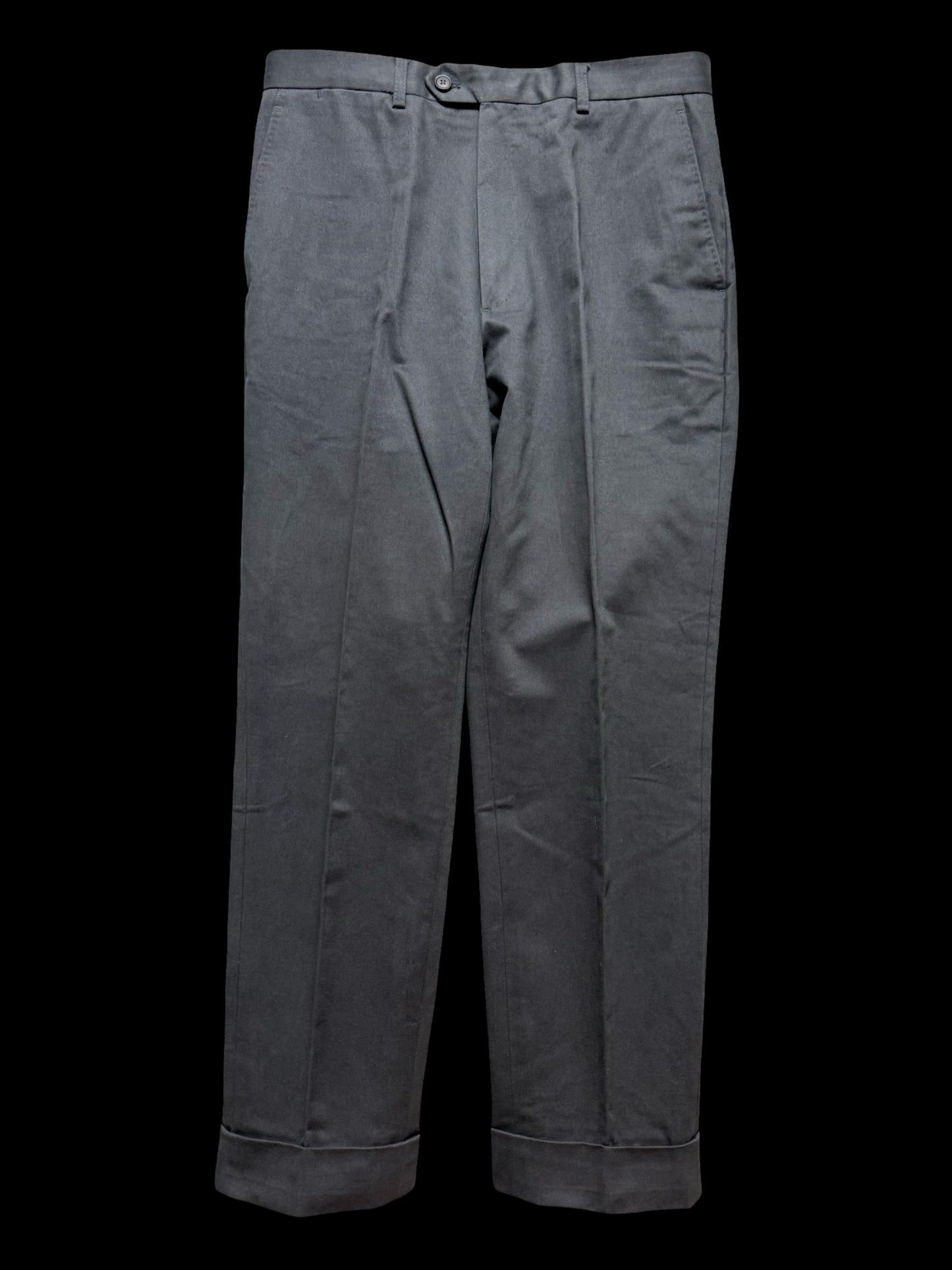 Natalino Flat Front Grey Relaxed Trouser W32S Cotton Drill RRP £165