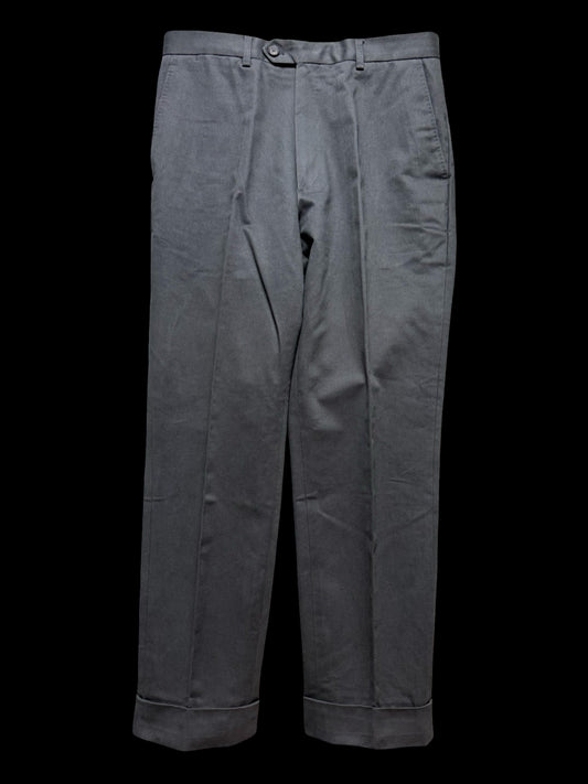 Natalino Flat Front Grey Relaxed Trouser W32S Cotton Drill RRP £165