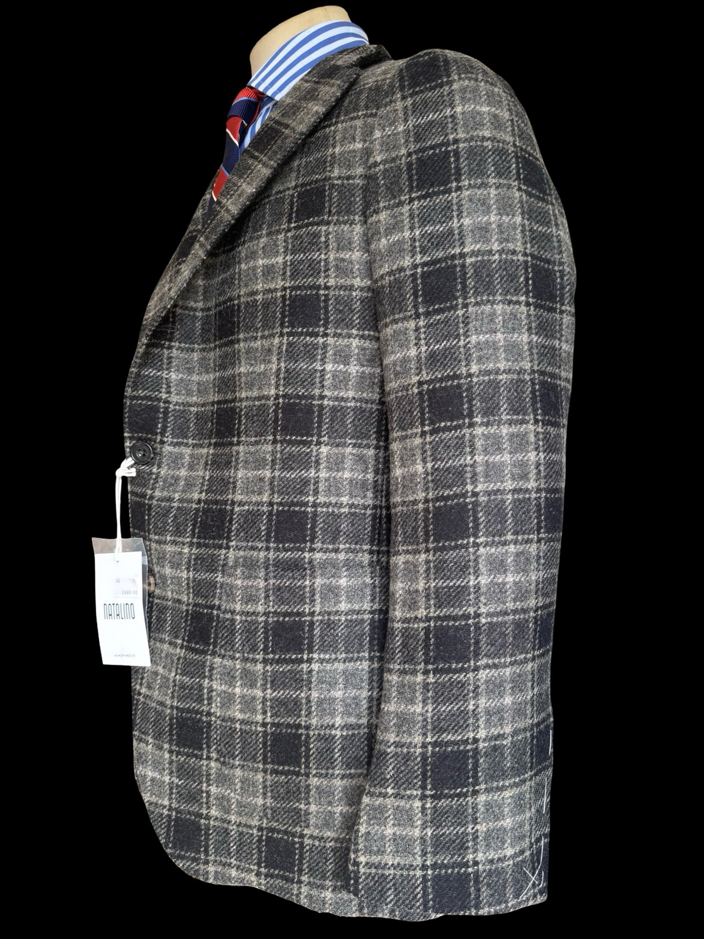 BNWT Natalino Check Tweed Sport Jacket 36R Moon Wool RRP £480