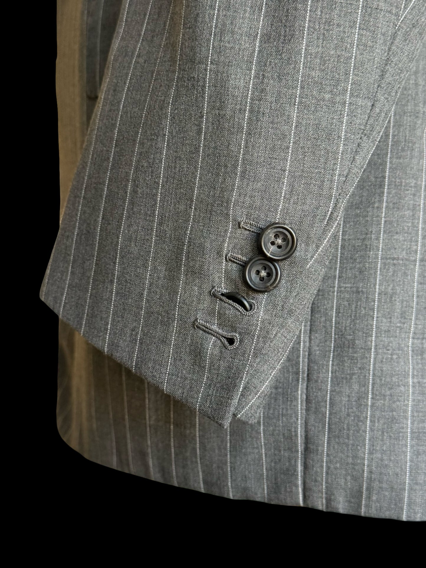 Bespoke Kilgour Light Grey Pinstripe Suit 42L/W38L Lightweight Savile Row 2roll3 - 2X TROUSERS