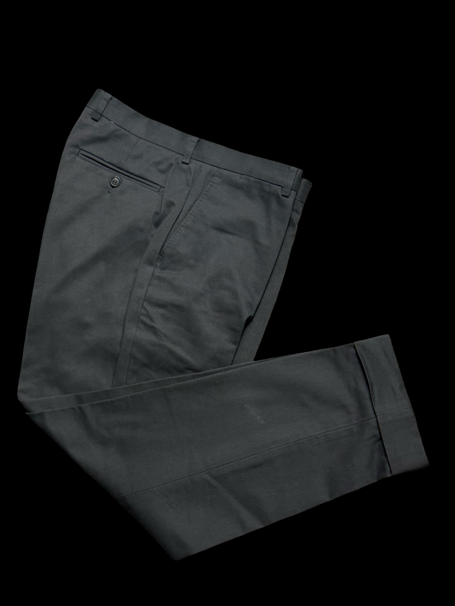 Natalino Flat Front Grey Relaxed Trouser W32S Cotton Drill RRP £165