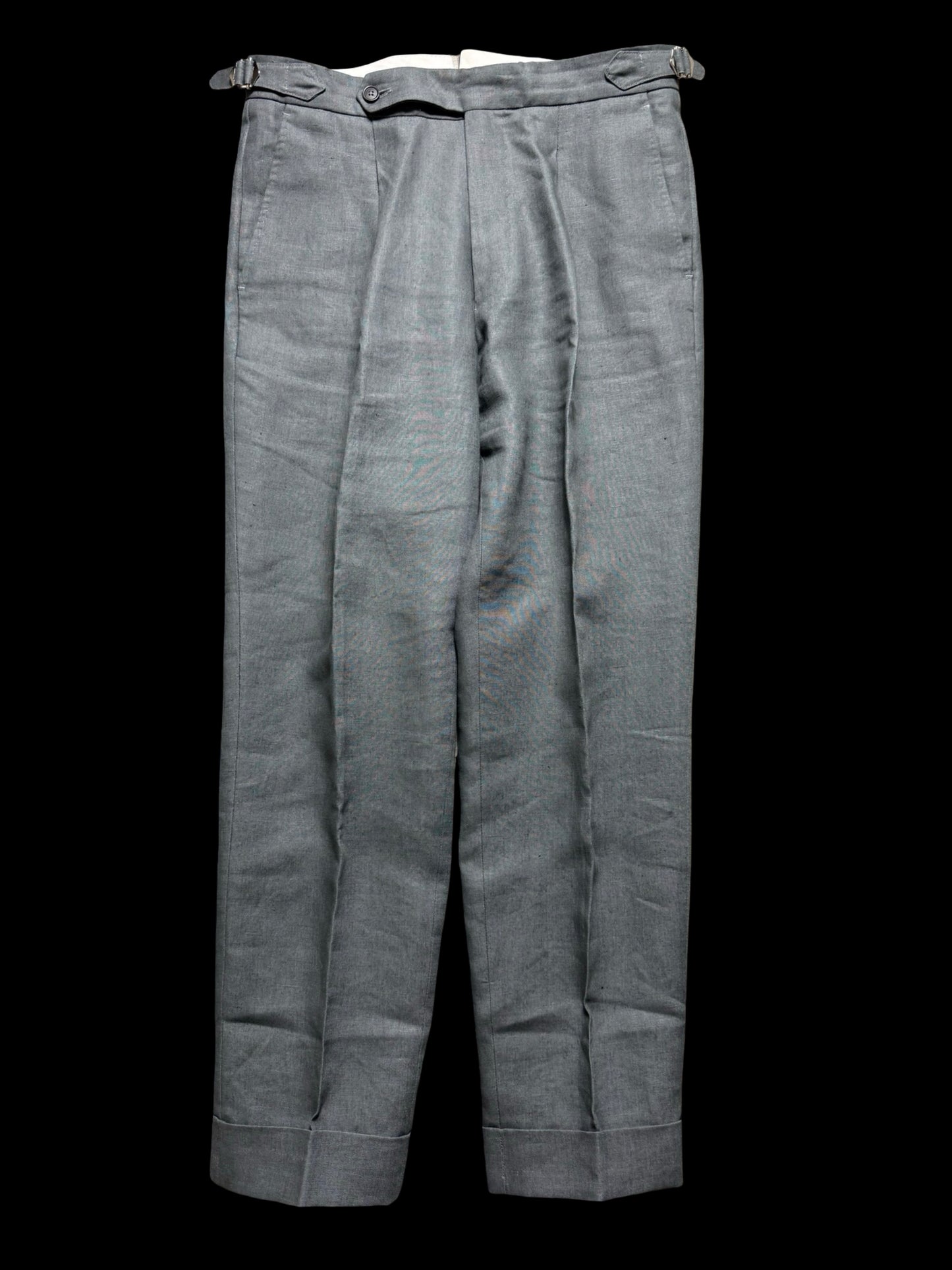 Natalino Single Pleat Grey Linen Trousers W30S Side Adjusters RRP £200