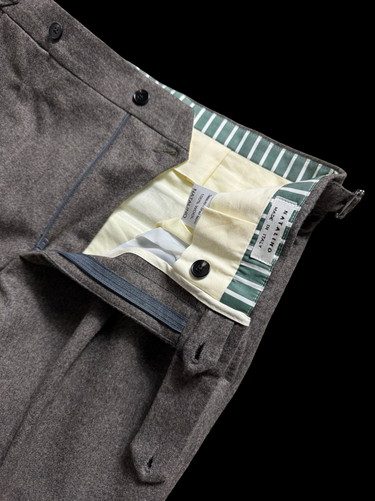 Men’s Natalino Grey Flannel Pleat Front Trousers W32S RRP £195