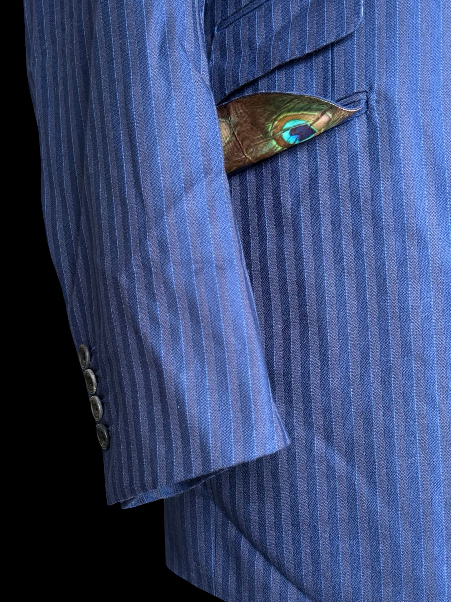 Cad & Dandy Bespoke 3PC Suit 45L / W42x32” Stripe D/B Waistcoat Savile Row