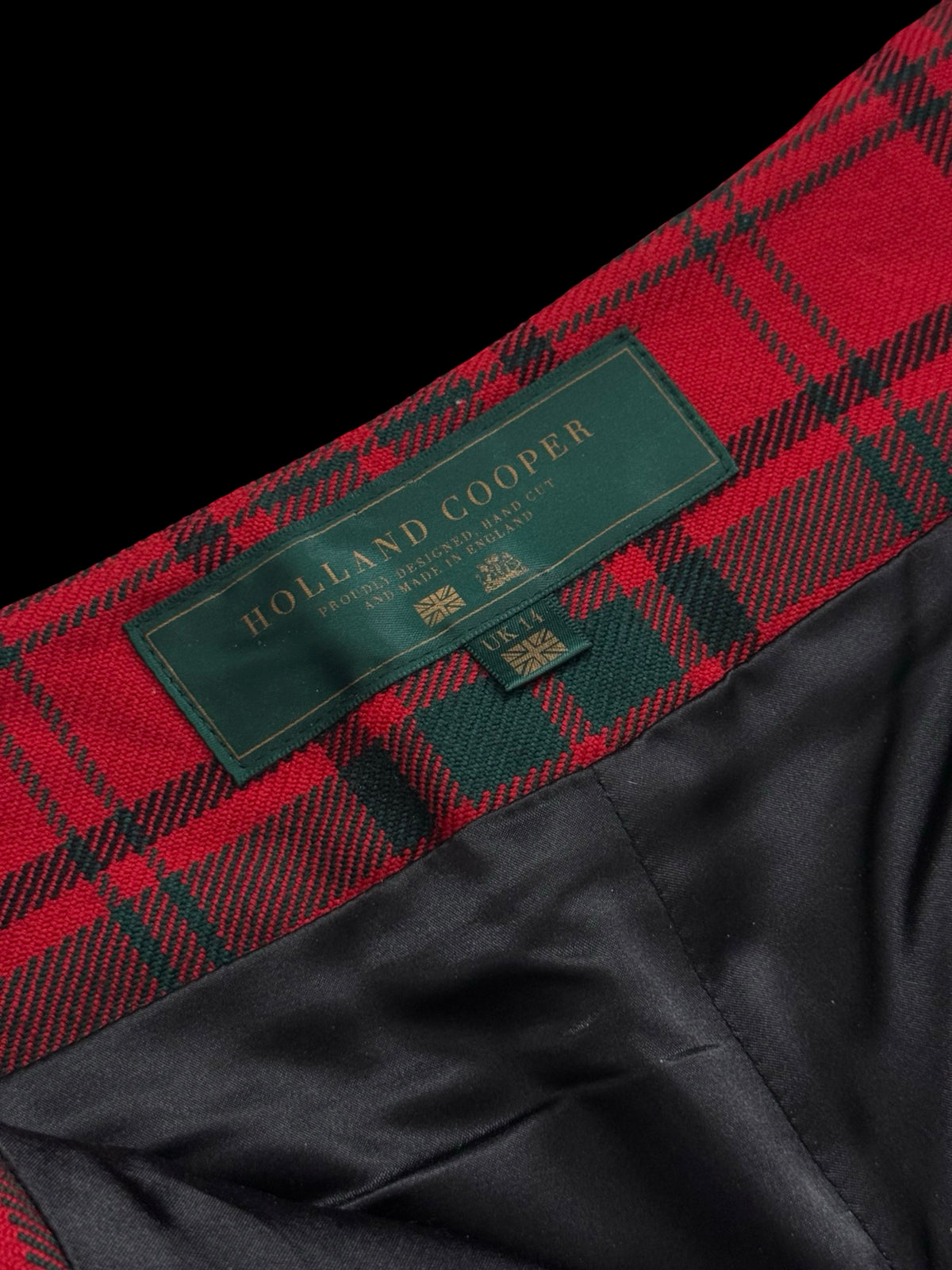 Holland Cooper Red Tartan Peg Trousers UK 14 High Waisted RRP £299