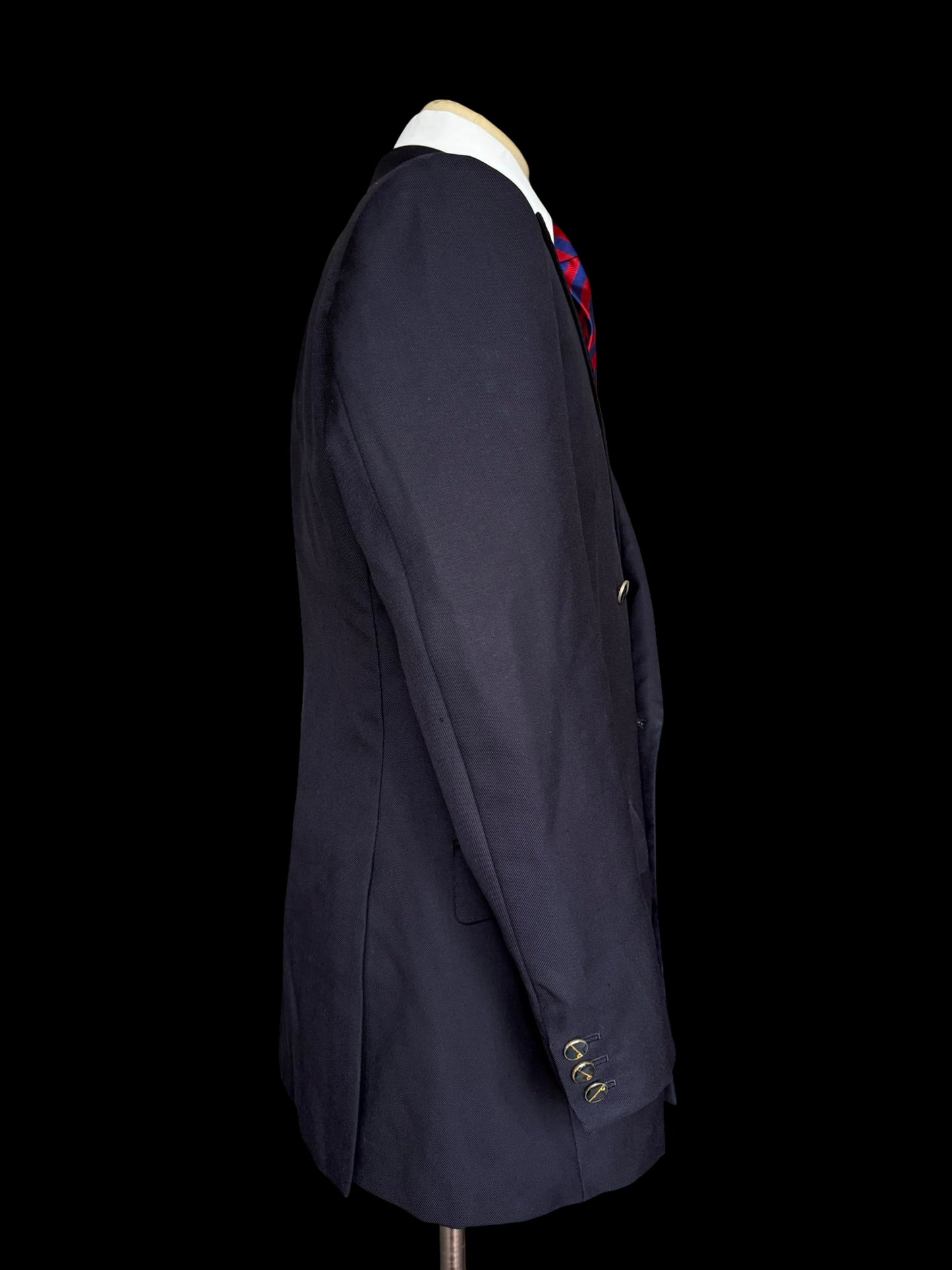 Vintage Huntsman Savile Row Navy Double Breasted Blazer 40 Dunhill Onyx Buttons