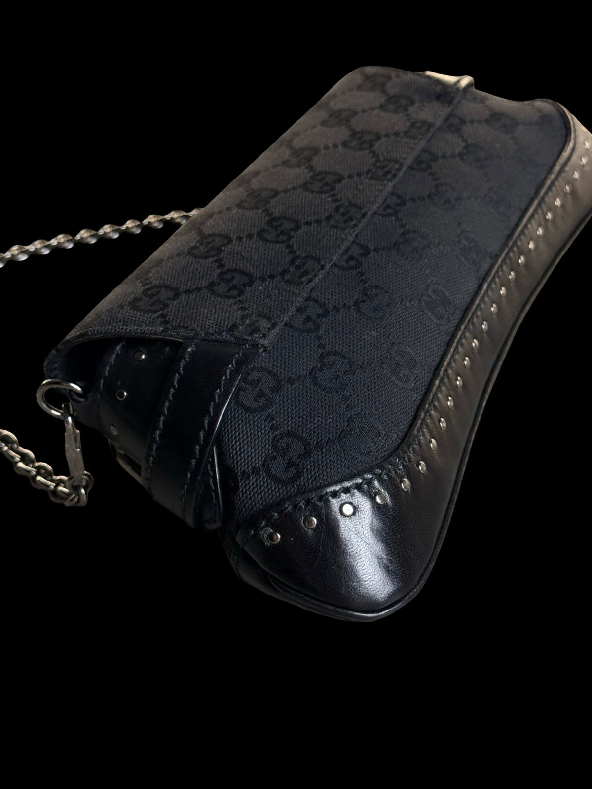 Gucci GG Canvas Horsebit Chain Shoulder Bag Clutch Bag Vintage Tom Ford Era