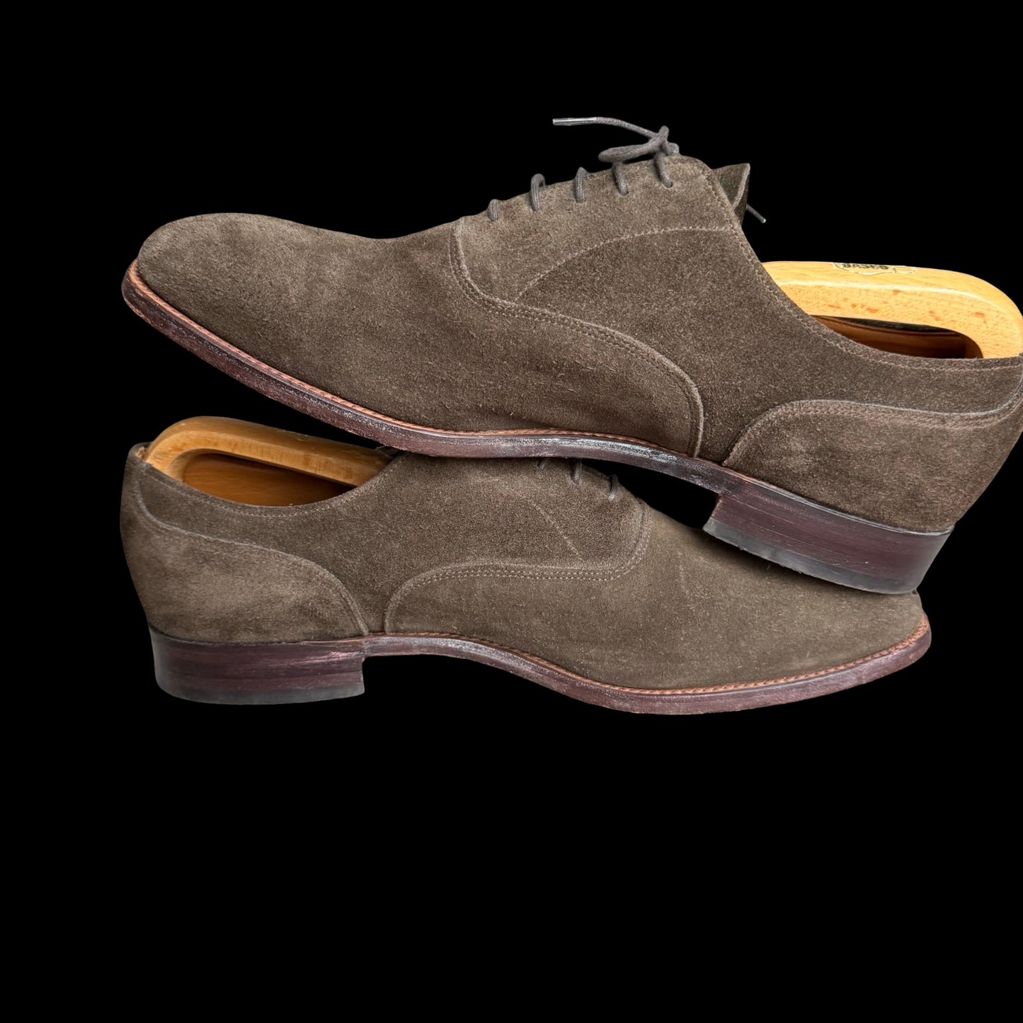 Alfred Sargent Khaki Brown Suede Oxford Shoes Mens UK 9.5 F US 10.5 EU 43.5