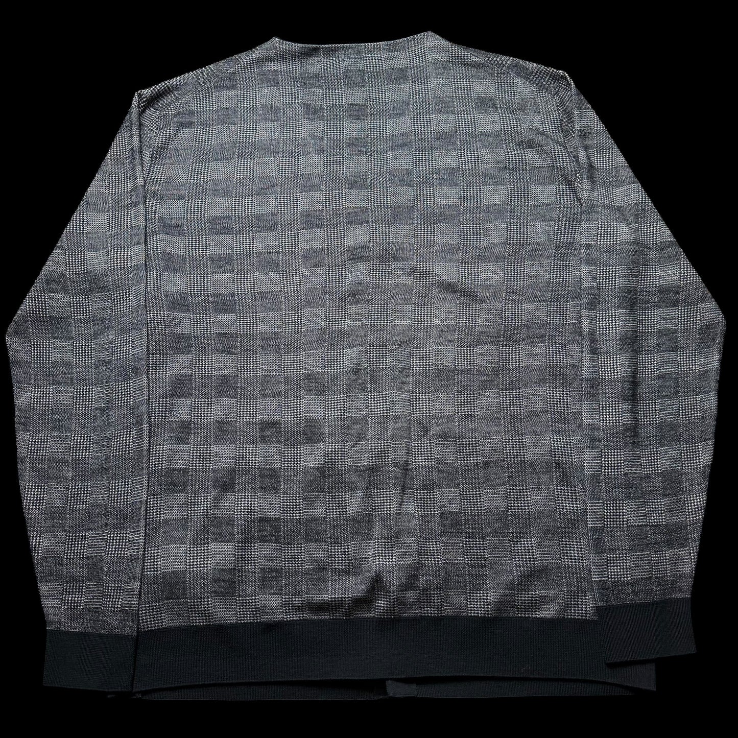 Men’s Brioni Wool & Silk Cardigan Size 60 Grey Pockets Prince Of Wales Check