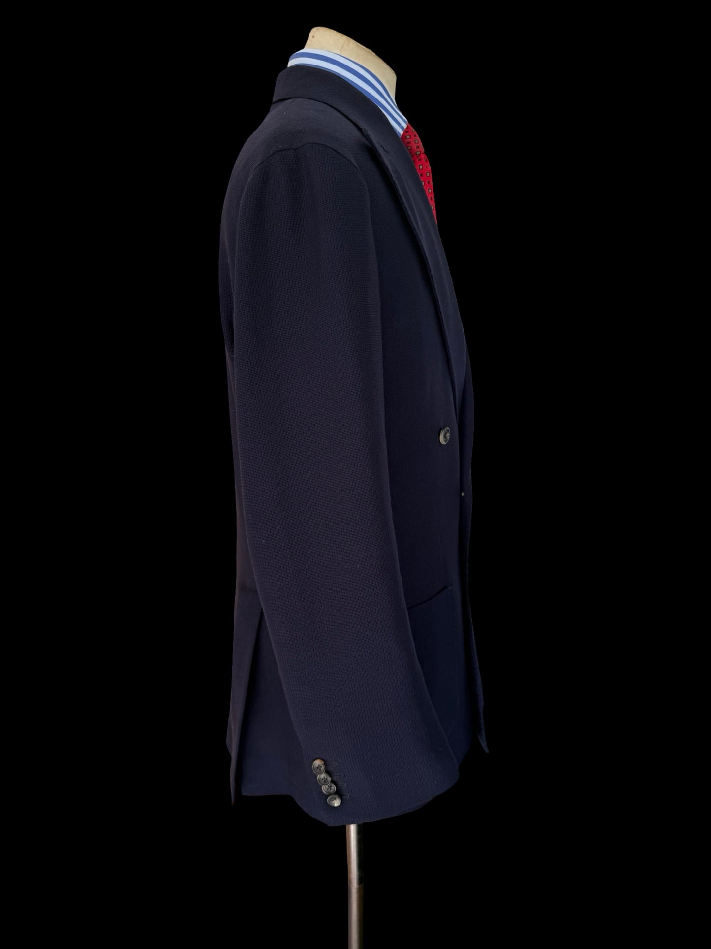 Natalino Double Breasted Navy Mock Leno Wool Hopsack Sport Jacket 44R RRP £545
