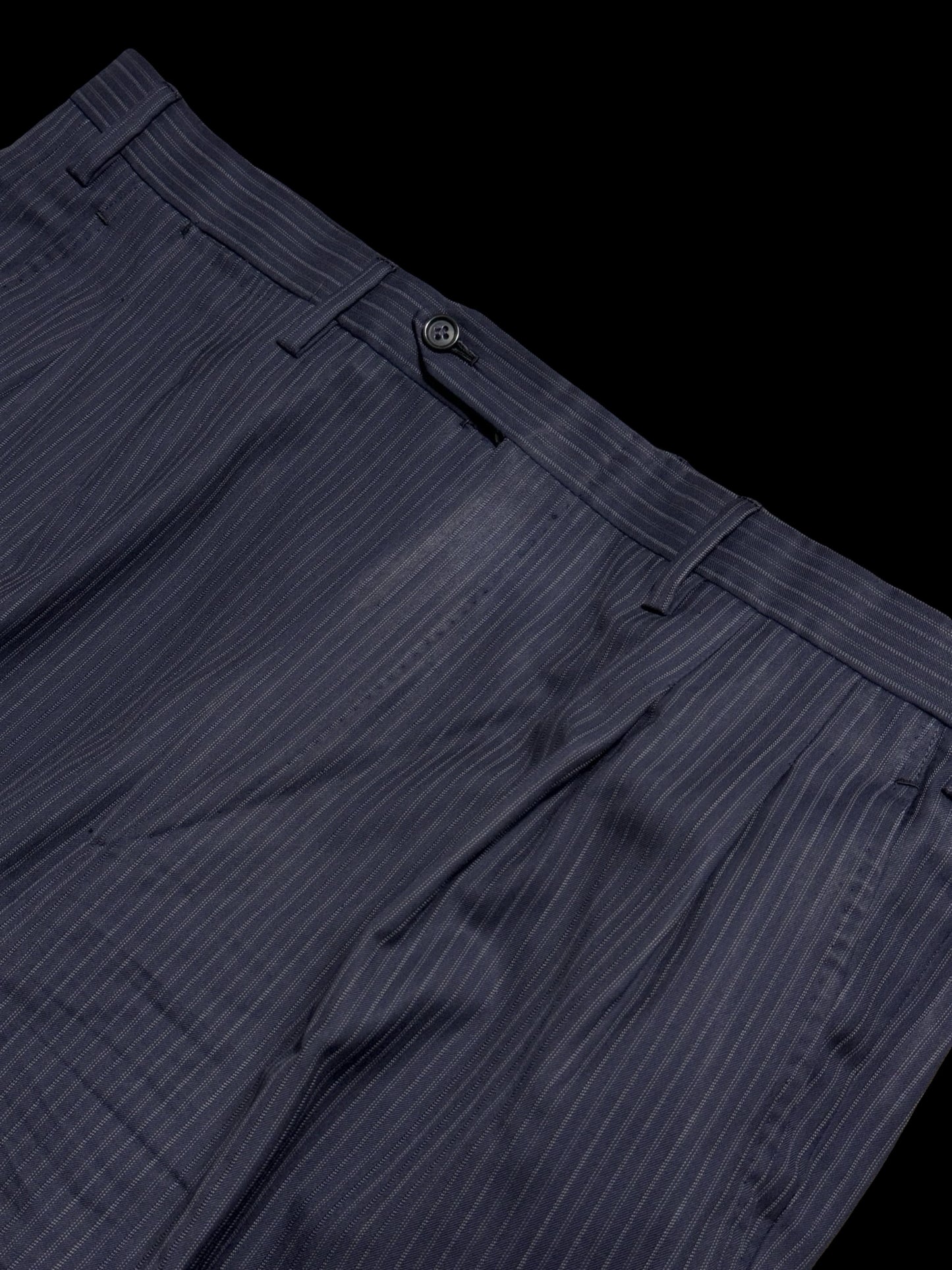 Kiton Navy Blue Pinstripe Suit 44L / W38L Blanc Blu Super 180’s Wool 2 Roll 3 14 Micron
