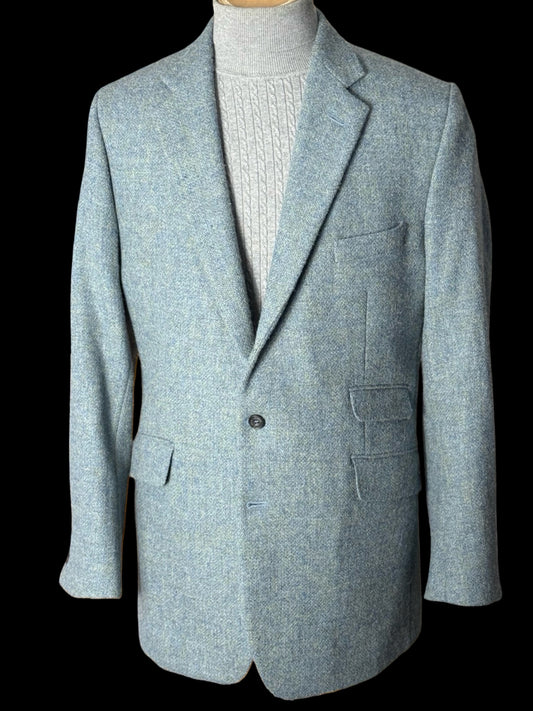 Bespoke Barrington & Ayre Heather Blue Harris Tweed Sport Coat 44L RRP £1095