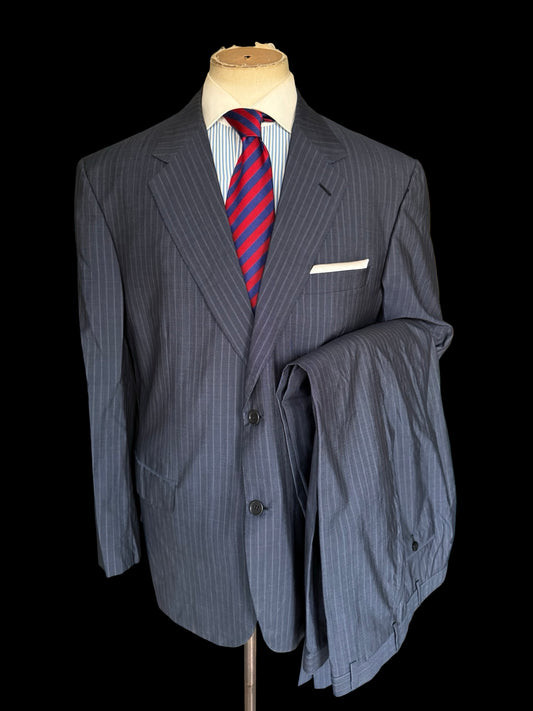 Brioni Navy Pinstripe Senato Suit 48R / W40R Wool Silk RRP £4k