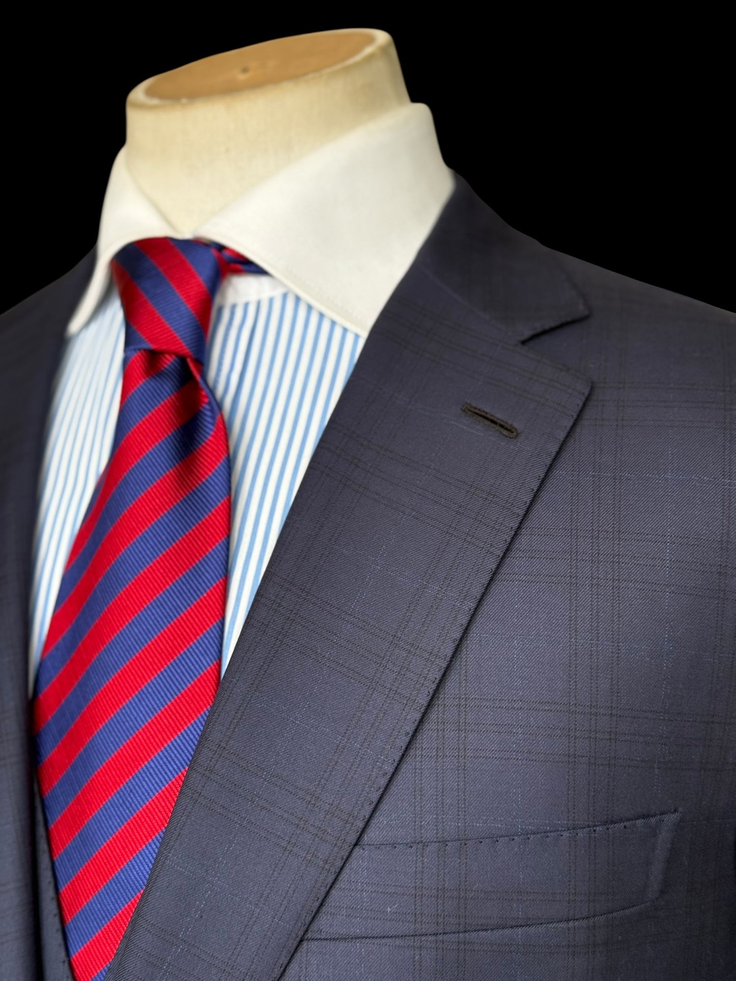 Brioni Brunico Su Misura 3PC Suit Navy Blue S160s Wool Check 54L / W38 RRP £6000