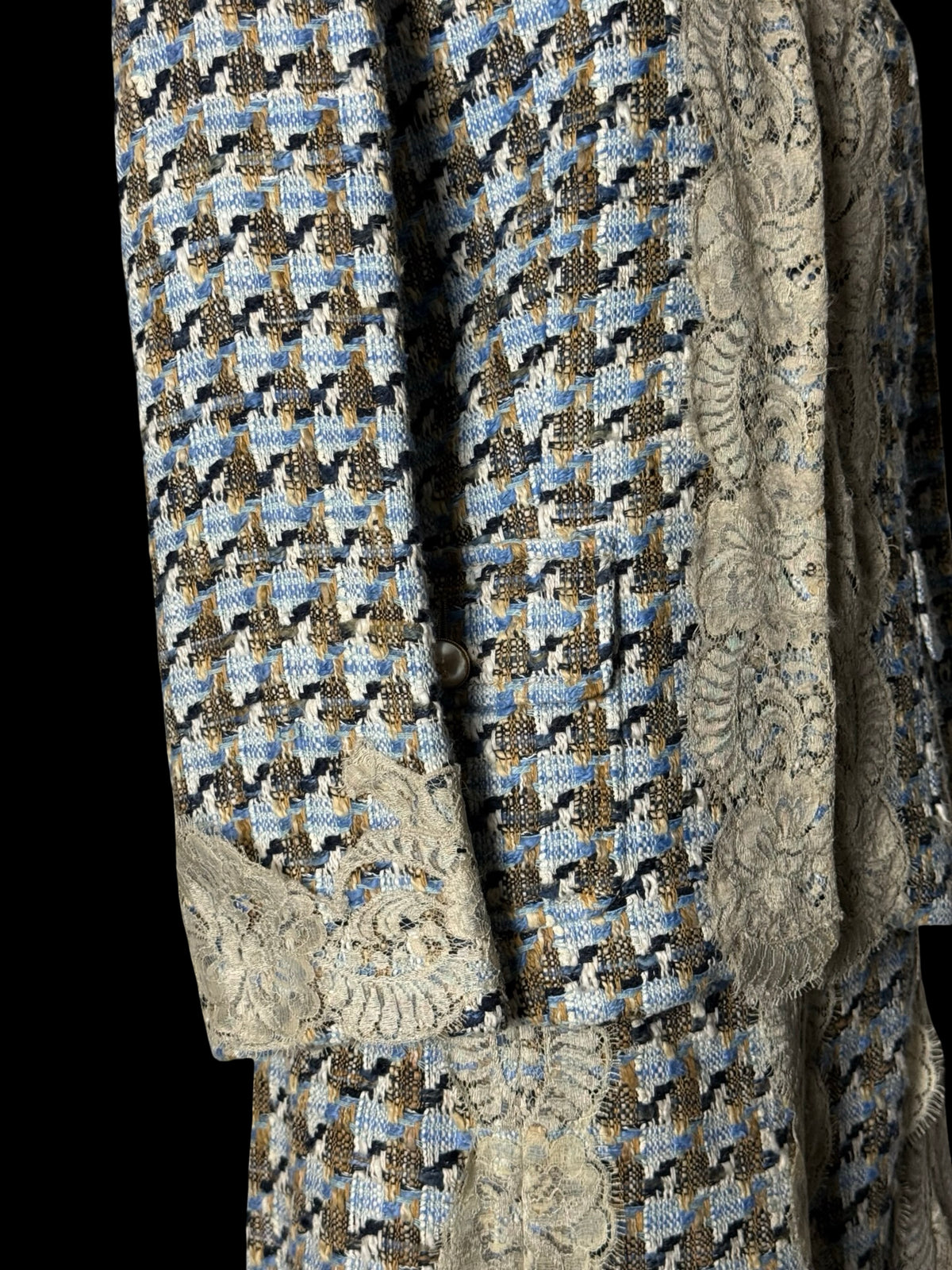 Dolce Gabbana Y2K Tweed & Lace Skirt Suit Size IT46 & 44 Rare Archival 2004