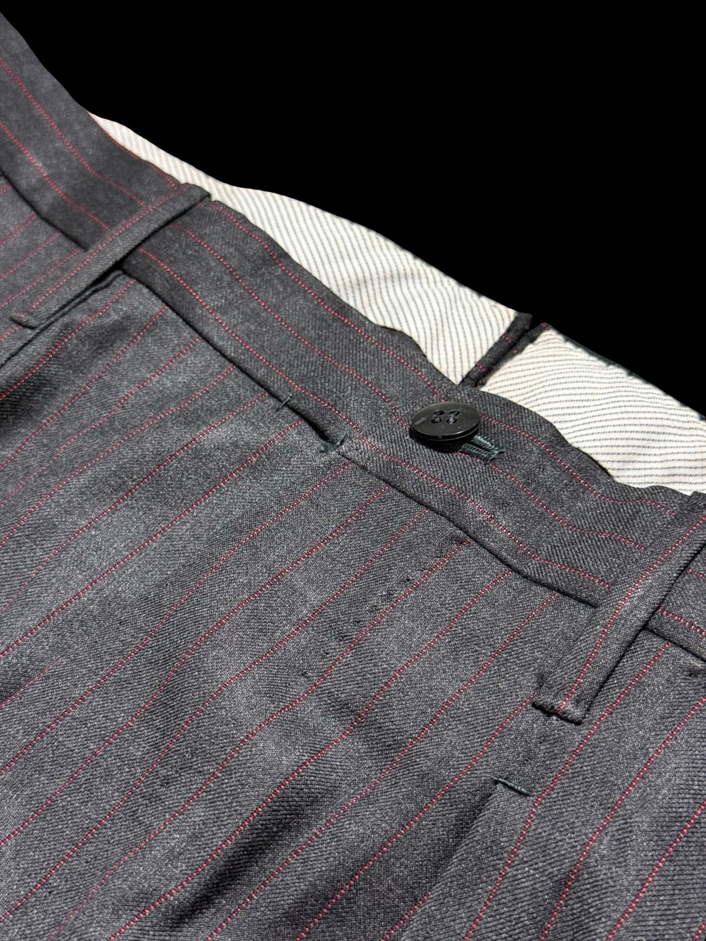 Bespoke Tommy Giulio Caraceni Grey Red Pinstripe Suit 42S/ W34” Sartorial
