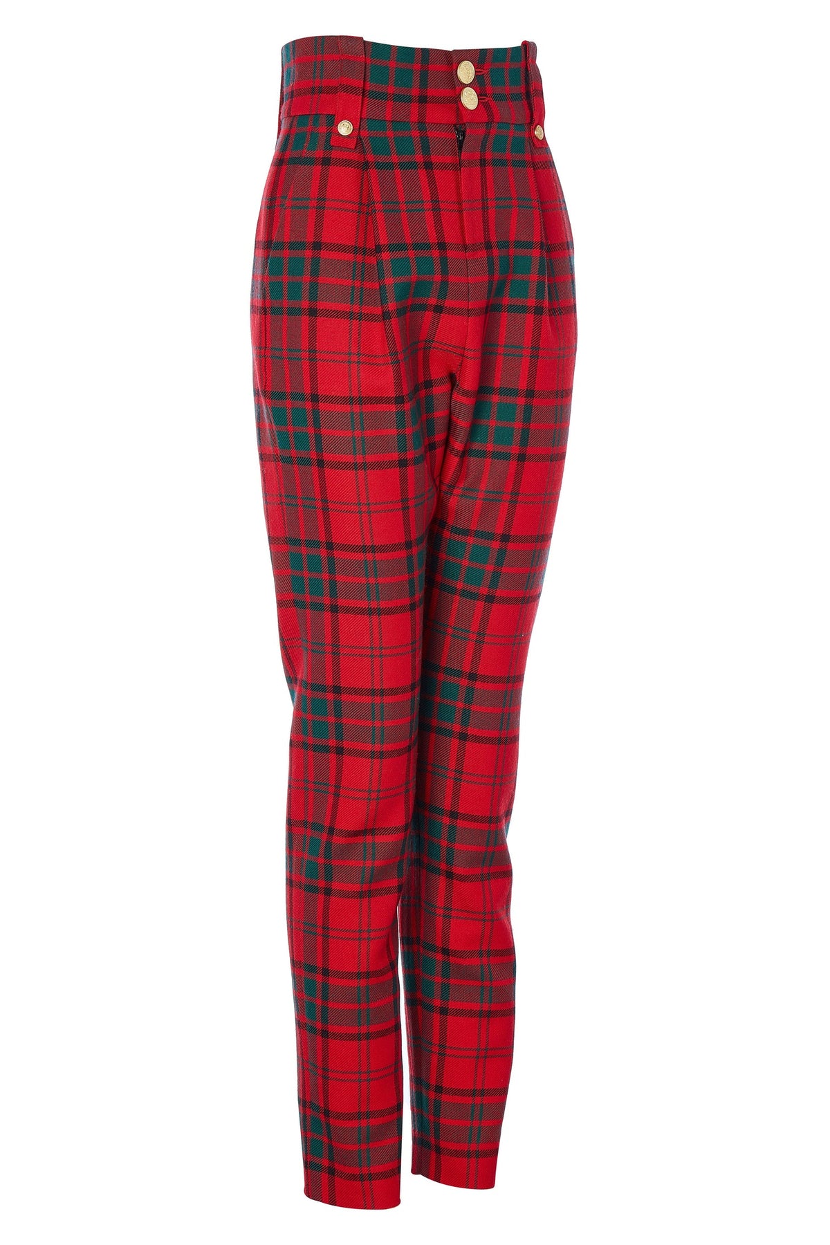Holland Cooper Red Tartan Peg Trousers UK 14 High Waisted RRP £299