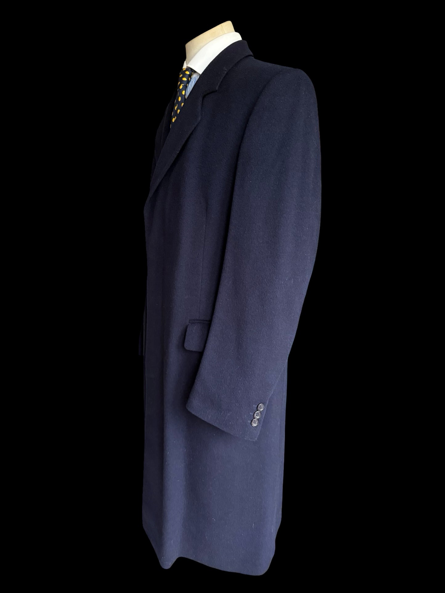 Gieves & Hawkes Navy Wool & Cashmere Overcoat 40L Made In England Savile Row