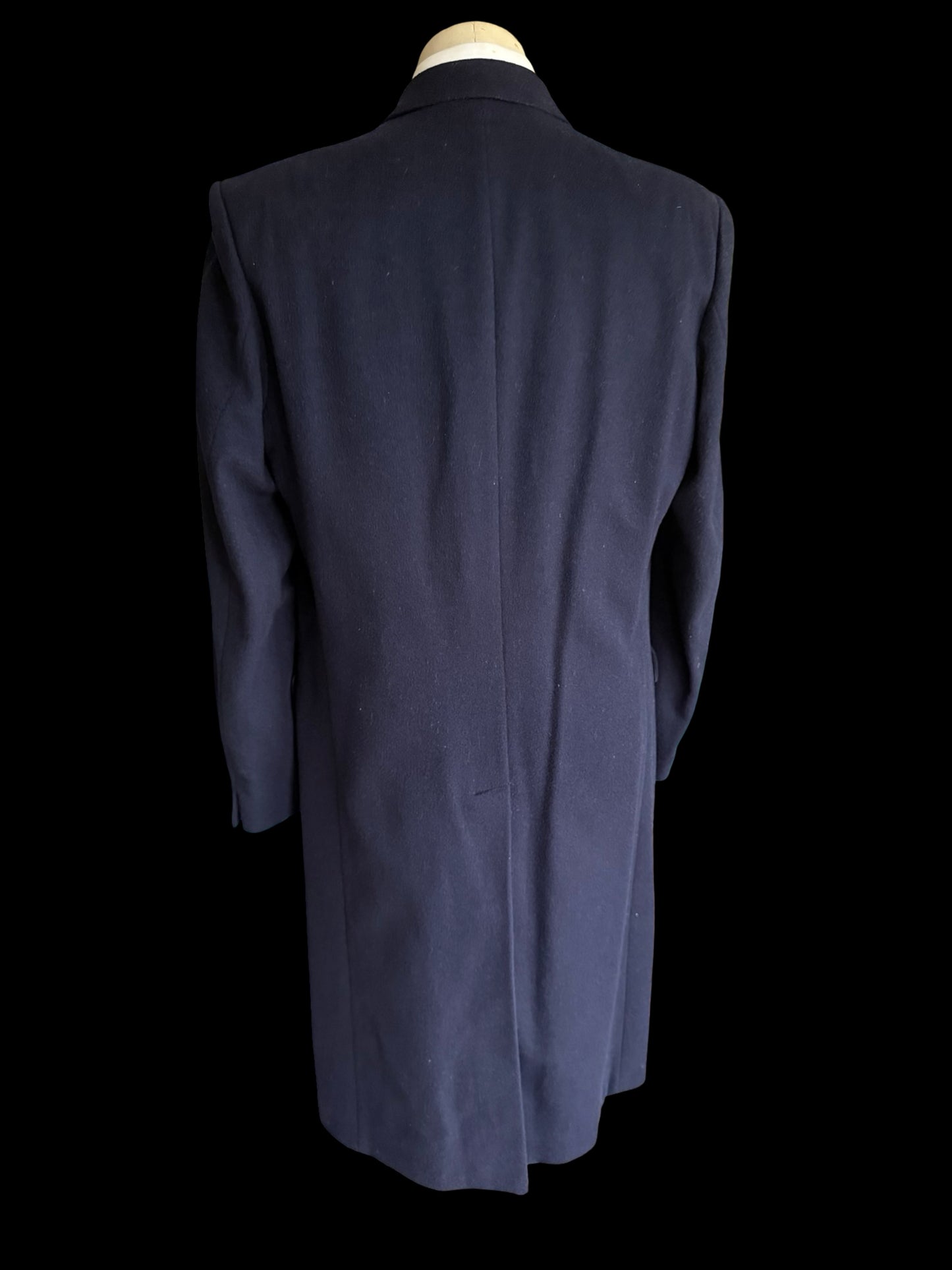 Gieves & Hawkes Navy Wool & Cashmere Overcoat 40L Made In England Savile Row