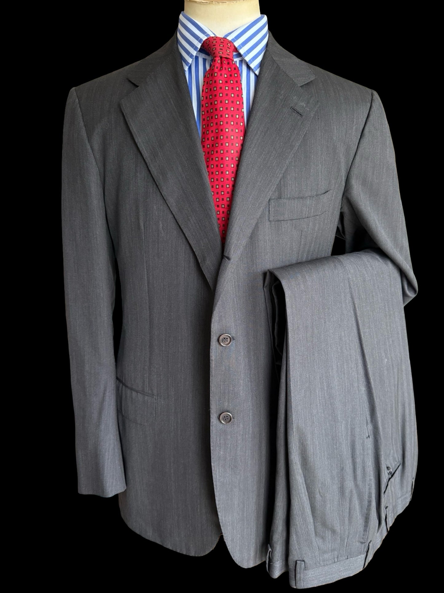 Kiton Grey Herringbone Suit 44L / W38L Diamante Blu Super 150’s 2 Roll 3