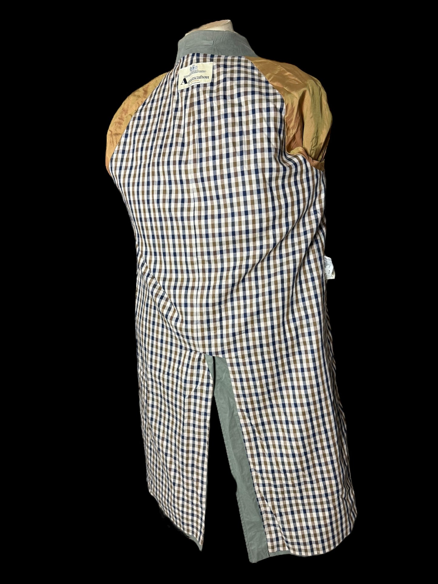 Vintage Men’s Aquascutum Sage Green Belted Trench Coat Size 42” Made In England
